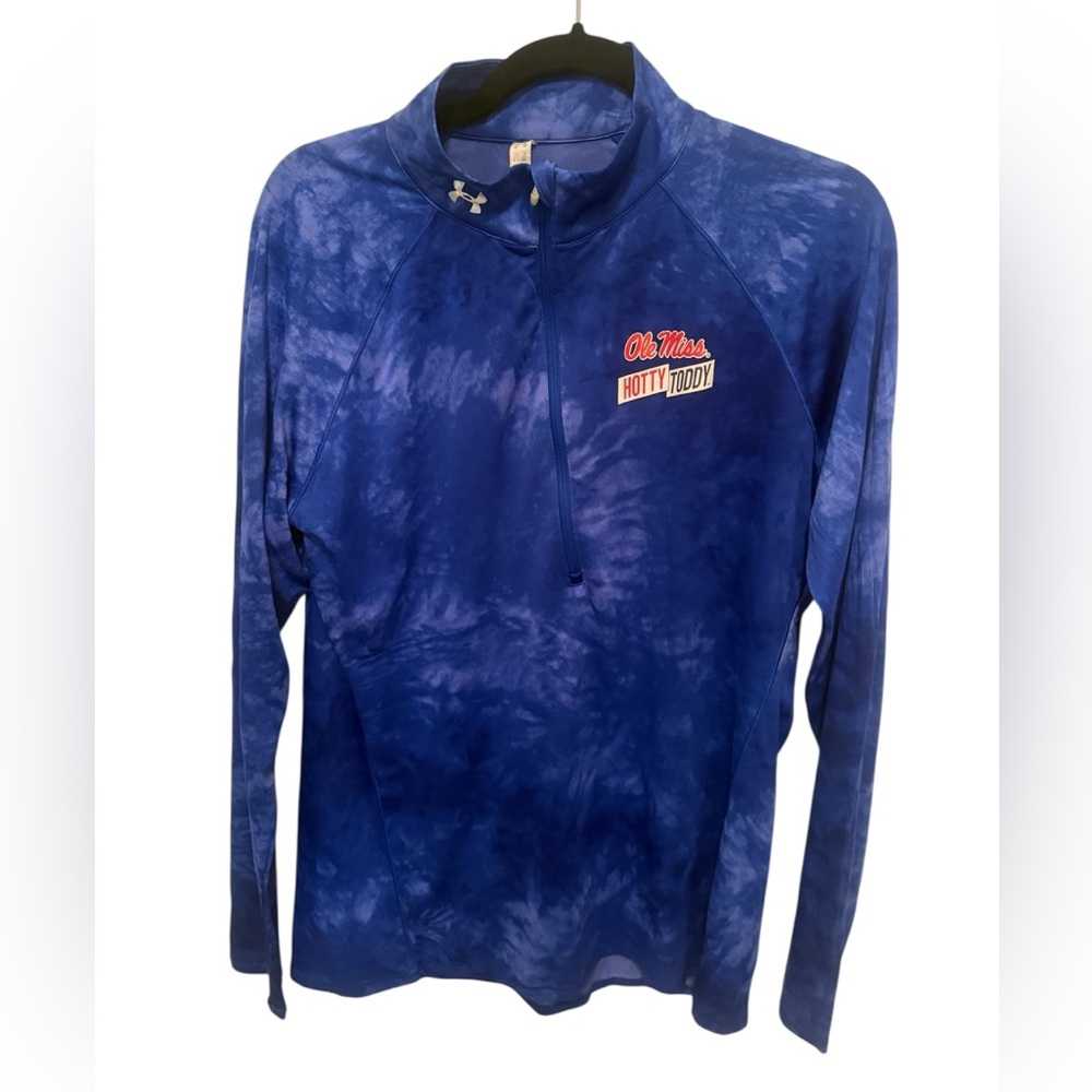 Under Armour Tie-Dye Blue Quarter Zip Pullover Ole Miss womens XL